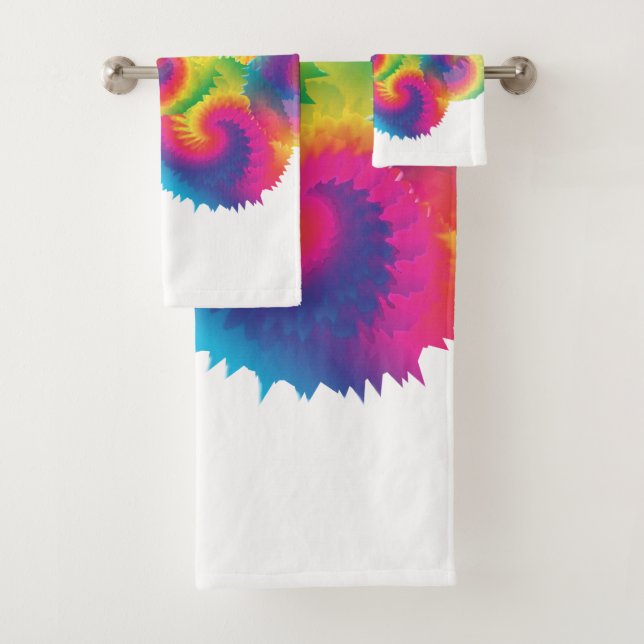 Cooles Regenbogen-Gefärbte Krawatte-Muster Badhandtuch Set (Insitu)