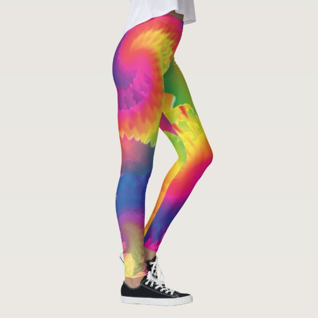 Cooles Regenbogen-Gefärbte Krawatte-Muster Leggings (Rechts)