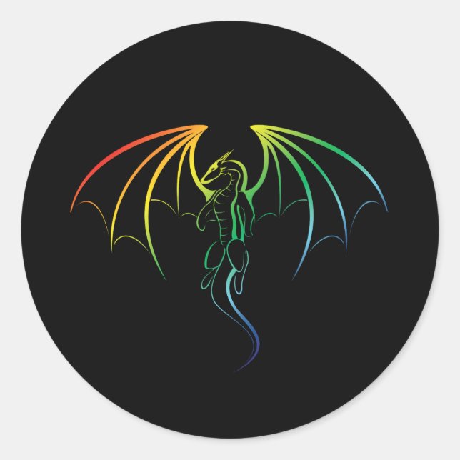 Cooles Regenbogen-Mythisches DrachenEmblem Runder Aufkleber (Vorderseite)