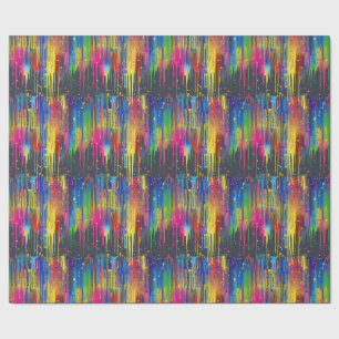 Cooles Regenbogen-Party Paint-Tropfen Wiederholung Geschenkpapier
