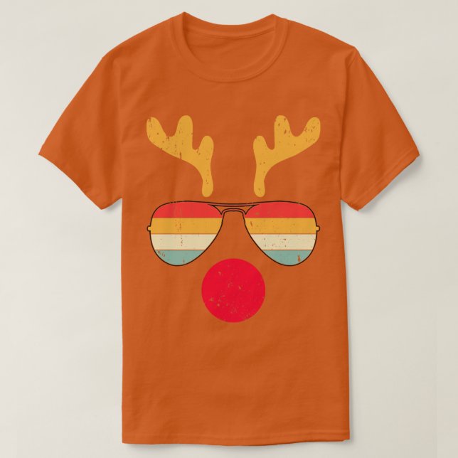 Cooles Rentiergesicht mit Retrosonne Funny Chr T-Shirt (Design vorne)