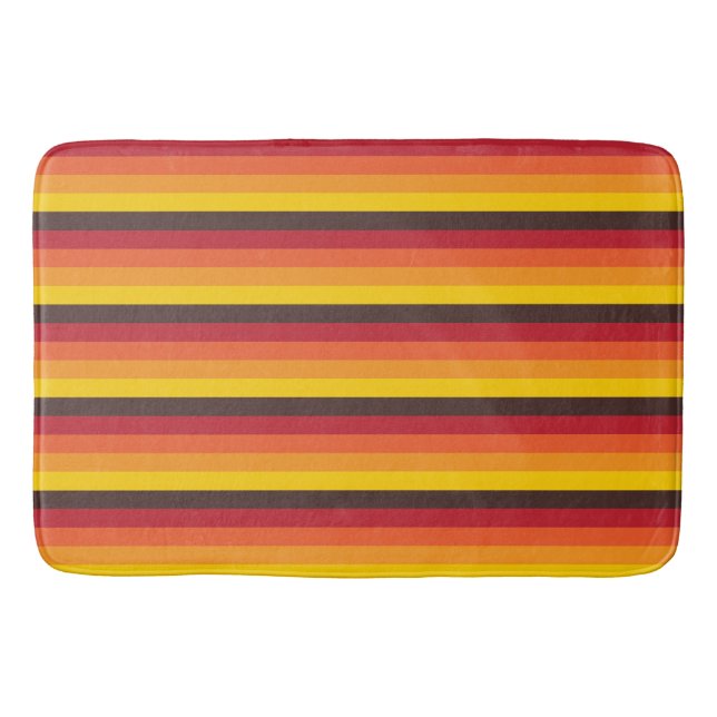 Cooles Retro 70er Streifen-orange Gelb-Rot Badematte (Vorderseite)
