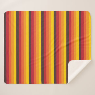 Cooles Retro 70er Streifen-orange Gelb-Rot Sherpadecke
