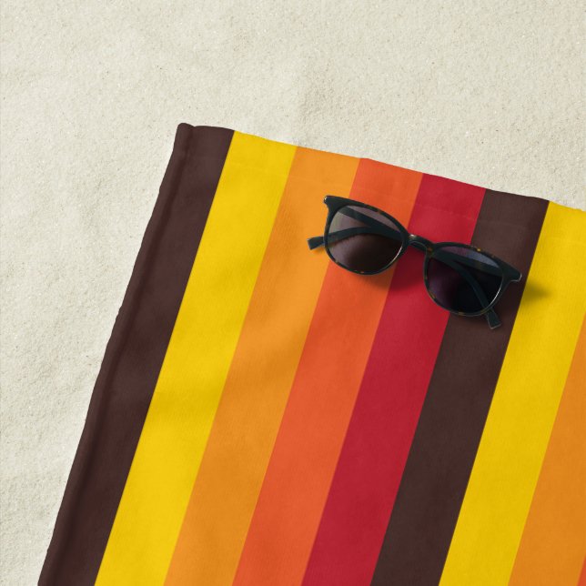 Cooles Retro 70er Streifen-orange Gelb-Rot Strandtuch (Beispiel)