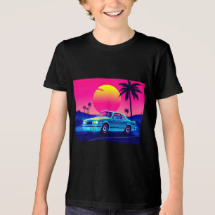 Cooles Retro 80er Neon Muskelauto Kinder T-Shirt Tri-Blend Shirt