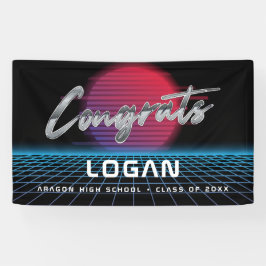 Cooles Retro 80er Synthwave New Wave Grad Party Banner