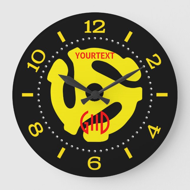 COOLES Retro-Gelb-45-DistanzdJ-Dial Große Wanduhr (Vorderseite)