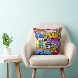 Cooles Retro Graffiti Wohngestaltung Kissen