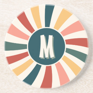 Cooles Retro-Muster-Monogramm Getränkeuntersetzer