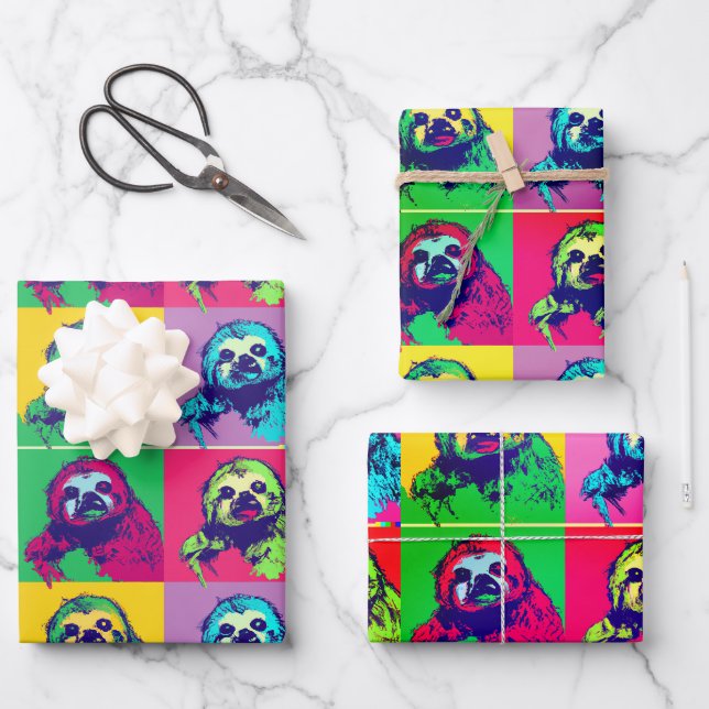 Cooles Retro-Popart-Papier Geschenkpapier Set (Vorderseite)