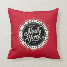 Cooles Retro-Rot-, Schwarz- und Weiß-New York-City Kissen