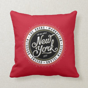 Cooles Retro-Rot-, Schwarz- und Weiß-New York-City Kissen