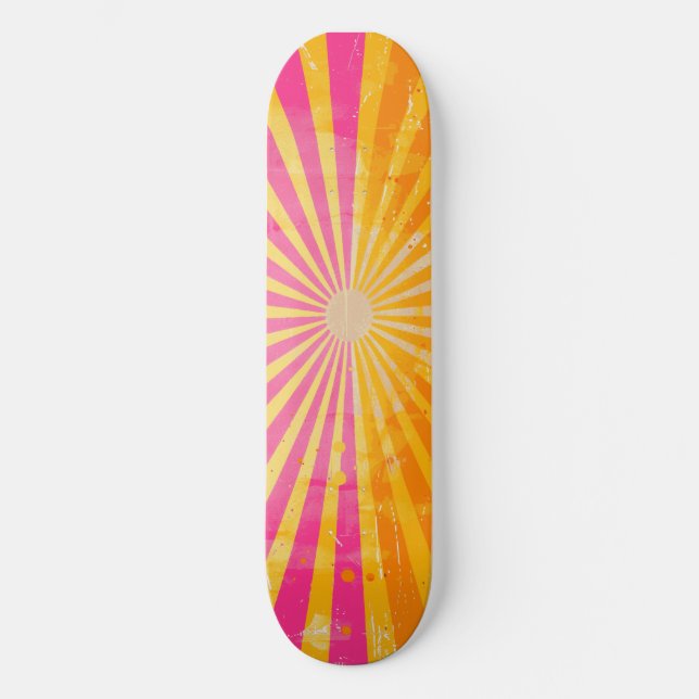 Cooles Retro-Sonnenschein-Rosa und Orangefarbenes  Skateboard (Vorderseite)