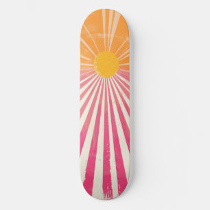 Cooles Retro-Sonnenschein-Rosa und Orangefarbenes Skateboard