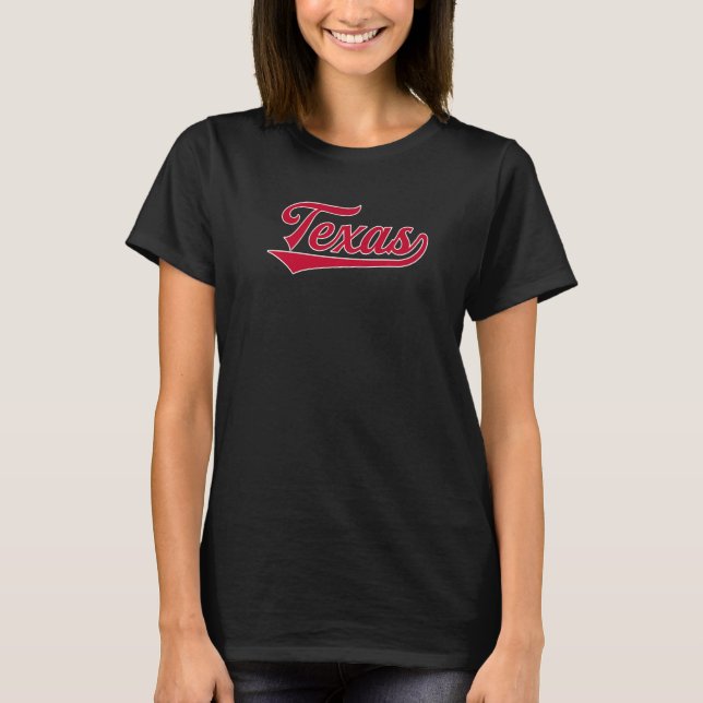 Cooles Retro Texas 1970er Wordmark Script T-Shirt (Vorderseite)