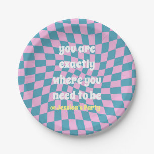 Cooles Retro-Zitat rosa gestrichenes Party Pappteller
