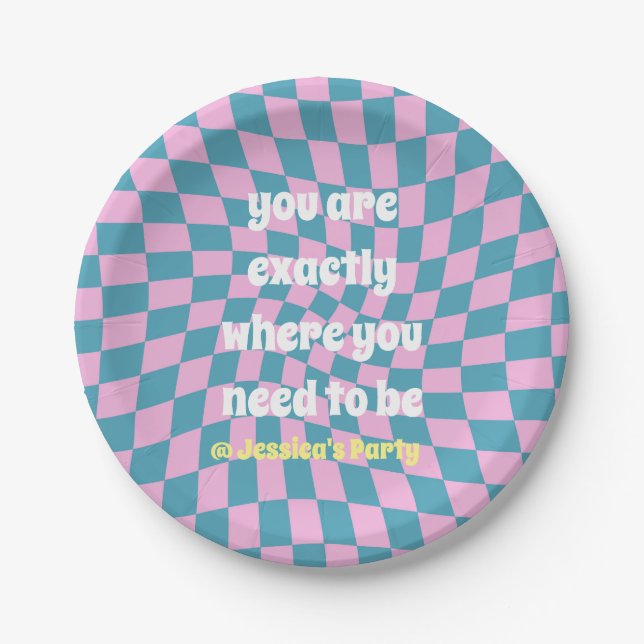 Cooles Retro-Zitat rosa gestrichenes Party Pappteller (Vorderseite)