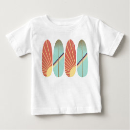 Cooles Retrorot und blaues Surfbrett Baby T-shirt