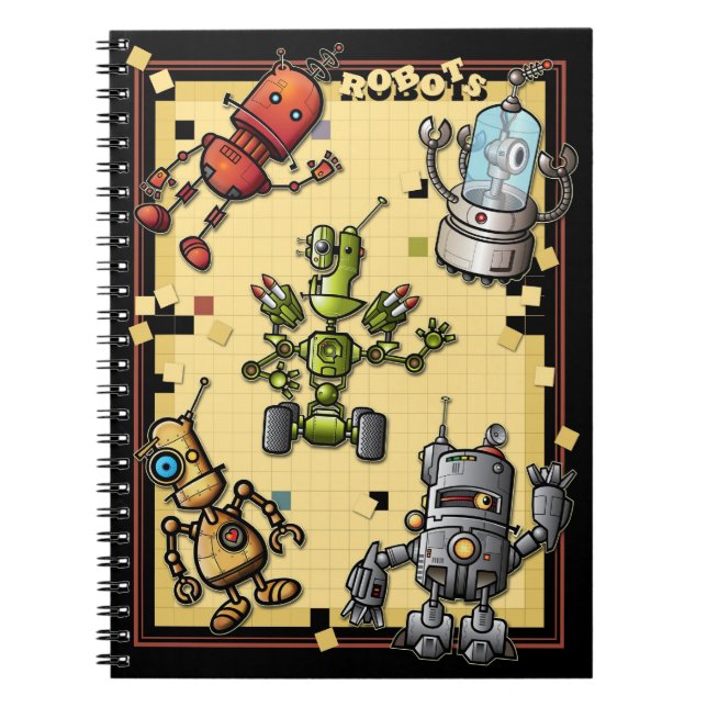 Cooles Roboter-Gruppen-Notizbuch Notizblock (Vorderseite)