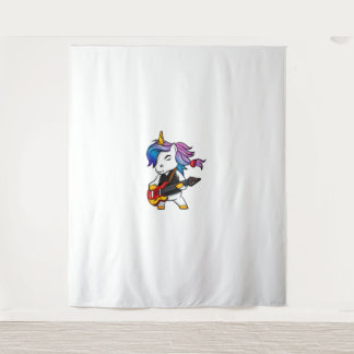 Cooles Rock and Roll Einhorn mit Gitarre für Rock Wandteppich