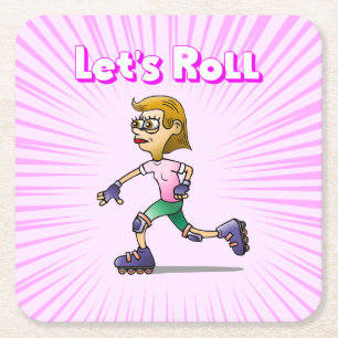 Cooles Roller-Skating-Mädchen Rechteckiger Pappuntersetzer