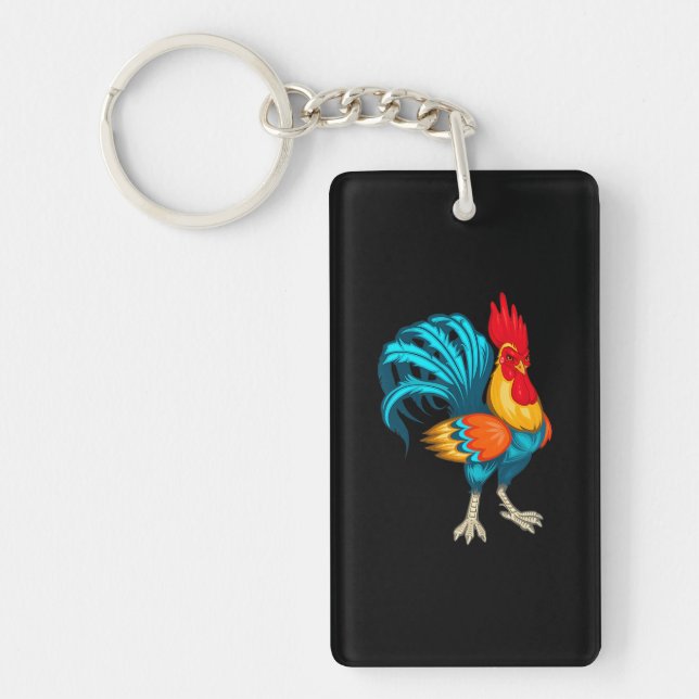 Cooles Rooster, mexikanische Rooster, Hühnerfarm Schlüsselanhänger (Vorderseite)