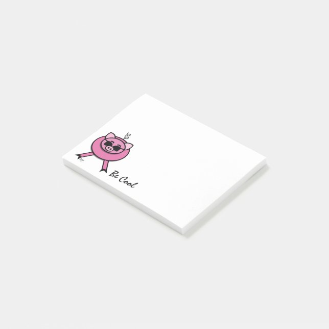 Cooles rosa Schwein in Sonnenbrille Post-it Klebezettel (angewinkelt)
