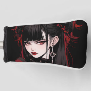 Cooles Rot-Schwarz-Goth-Ästhetik-Anime-Girl Golf Headcover