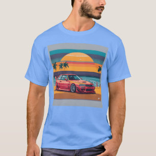Cooles rotes Auto am Strand Sommer Freund T-Shirt