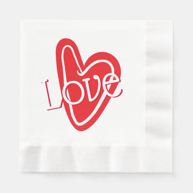 Cooles Rotes Herz mit LIEBE Serviette (Vorderseite)