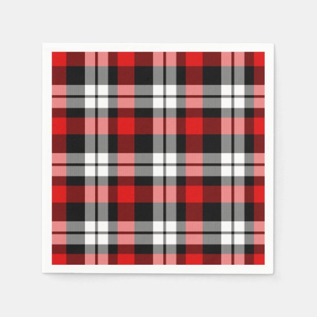 Cooles Rotes Schwarzes Lumberjack Tartan Muster Serviette (Vorderseite)
