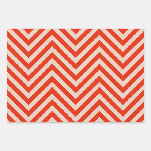 Cooles rotes Streifenmuster Geschenkpapier Set (Vorderseite)