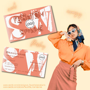 Cooles Rotes Weiß mit Logo und Monogramm Visitenkarte