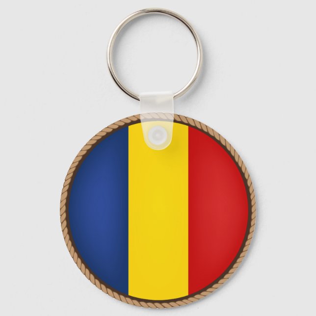 Cooles Rumänien - Flaggen-Siegel Schlüsselanhänger (Vorderseite)