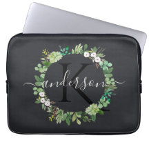 COOLES SAFTIGES WREATH-LAUBwatercolor-MONOGRAMM