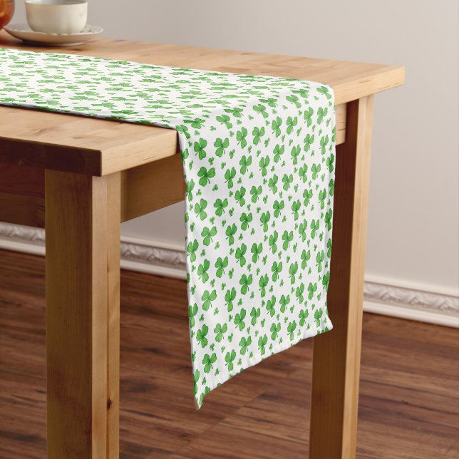cooles Saint Patrick's Day Kleeblatt gekachelt Mus Kurzer Tischläufer (Beispiel)