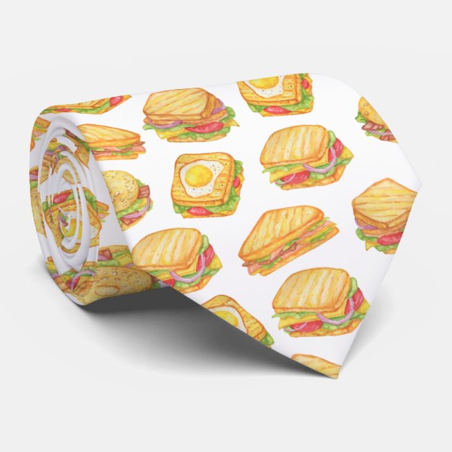 cooles Sandwich-Geschäft Fliesen Muster Krawatte (Gerollt)