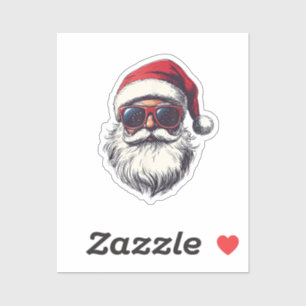 Cooles Santa Claus Gesicht Retro Sonnenbrille Weih Aufkleber