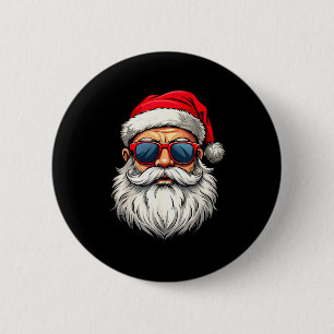 Cooles Santa Claus Gesicht Retro Sonnenbrille Weih Button