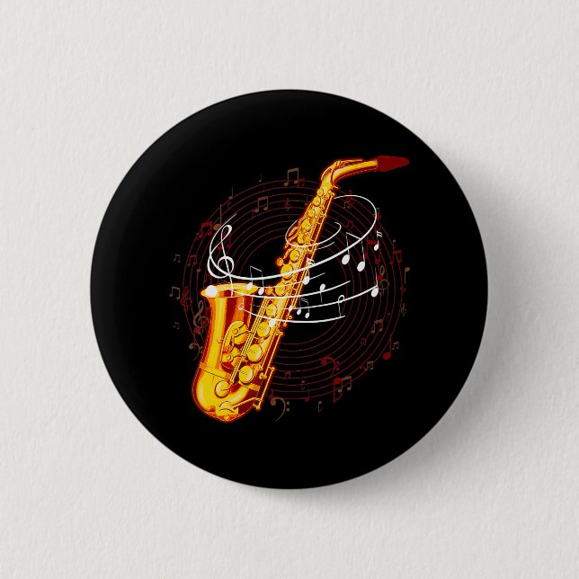 Cooles Saxophon für Jazz-Musiknoten Musiker Sax Button (Vorderseite)