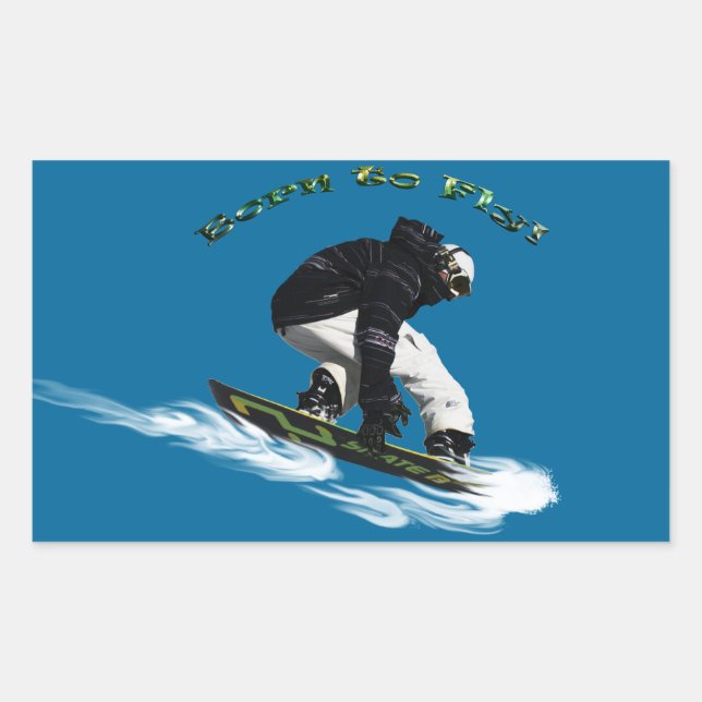 Cooles Schneeboarder Wintersport-Thema Rechteckiger Aufkleber (Vorderseite)