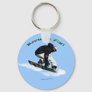 Cooles Schneeboarder Wintersport-Thema Schlüsselanhänger