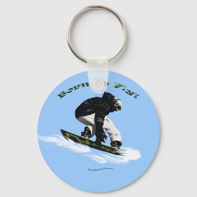 Cooles Schneeboarder Wintersport-Thema Schlüsselanhänger (Vorderseite)