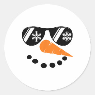 Cooles Schneemann-Gesicht Gles Weihnachten Xmas Ko Runder Aufkleber