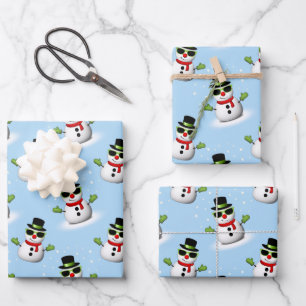 Cooles Schneemann Weihnachtsferien Geschenkpapier Set