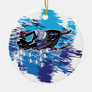 Cooles Schneemobil Keramik Ornament