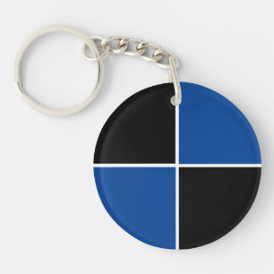 Cooles Schwarz-Blau-Quadratzmuster Schlüsselanhänger