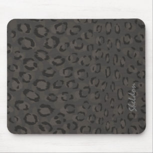 Cooles Schwarz-Grauen-Geparden-Monogramm Mousepad