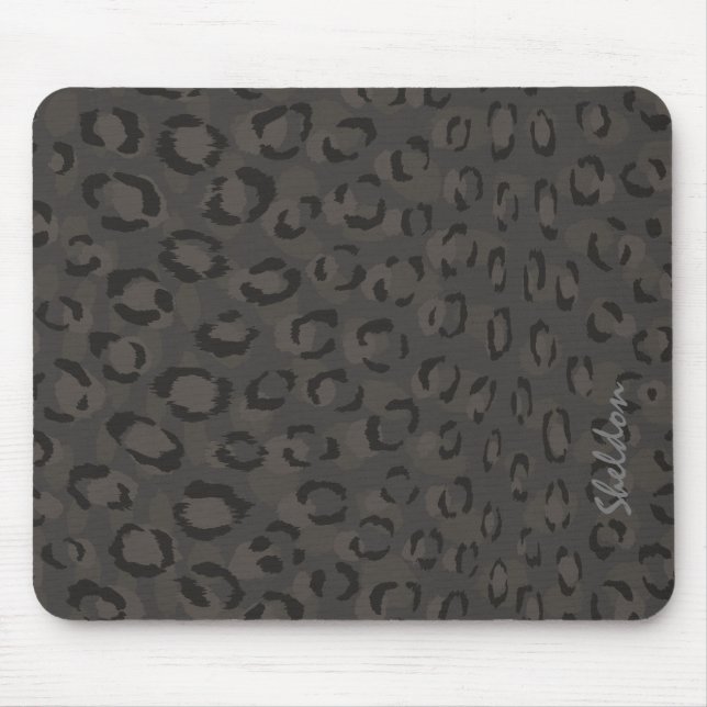 Cooles Schwarz-Grauen-Geparden-Monogramm Mousepad (Vorne)