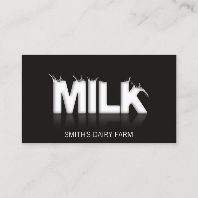 Cooles Schwarz, Milk Illustration Business Card Visitenkarte (Vorderseite)